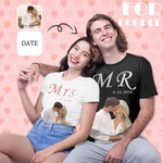 Valentines day gifts Custom Photo&Date MR Couple Anniversary Matching Couple T Shirts, Made In USA Tshirt For him, her, boyfriend, girlfriend, wife, husband Valentines Day Gift
