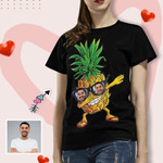 Valentines day gifts Custom Boyfriend Face Pineapple Women's T-shirt, Made In USA Tshirt For him, her, boyfriend, girlfriend, wife, husband Valentines Day Gift