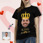 Valentines day gifts Custom Face King T-shirt, Made In USA Tshirt For him, her, boyfriend, girlfriend, wife, husband Valentines Day Gift