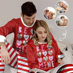 Valentine Day Gift, Custom Photo Be Mine Couple Matching Pajamas, Made In USA