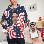 Valentines day gifts Custom Face National Flag Hoodie, Made In USA