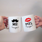 Moustache And Lips Design (2 items),  Funny Coffee Mug SET Funny Mug For Husband/ Wife, Boyfriend/ Girlfriend, Valentine Day Gift For Him/ Her