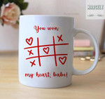 You Won My Heart Babe, Xo Game Funny Mug For Husband/ Wife, Boyfriend/ Girlfriend, Valentine Day Gift For Him/ Her