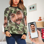 Valentines day gifts Custom Boyfriend Face Camouflage Crewneck Sweatshirt, Made In USA Valentines Day Gift