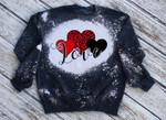 LOVE Leopard Print Hearts Valentine Bleached Tshirt For him, her,  boyfriend, girlfriend, wife, husband Valentines Day Gift