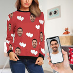 Valentines day gifts Custom Boyfriend Face Red Love Sweatshirt, Made In USA Valentines Day Gift