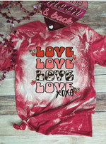 Love XOXO Cow Bleached Tshirt For him, her, boyfriend, girlfriend, wife, husband Valentines Day Gift