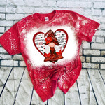 Gnome Valentines  Bleached Tshirt For him, her,  boyfriend, girlfriend, wife, husband Valentines Day Gift