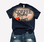 Coffee make me happy black Bleached Tshirt For him, her, boyfriend, girlfriend, wife, husband Valentines Day Gift