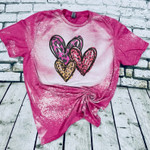 Leopard Heart Distressed Bleached Tshirt For him, her, boyfriend, girlfriend, wife, husband Valentines Day Gift