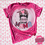Mama Valentine's shirt, Messy Bun Bleached Tshirt For him, her, boyfriend, girlfriend, wife, husband Valentines Day Gift