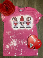 Gnomes with Hearts Bleached Tshirt For him, her,  boyfriend, girlfriend, wife, husband Valentines Day Gift