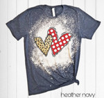 Double Hearts Bleached Tshirt For him, her, boyfriend, girlfriend, wife, husband Valentines Day Gift