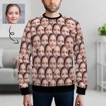 Valentines day gifts Custom Face Seamless Crewneck Sweatshirt, Made In USA Valentines Day Gift