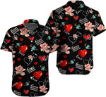 Kiss Hug Roses Heart Love Valentine Hawaiian shirt For him, her, boyfriend, girlfriend, wife, husband Valentines Day Gift