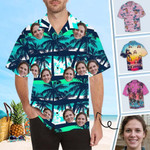 Valentines day gifts Custom Face Coconut Tree Men's All Over The Print Hawaiian Shirt, Made In USA Valentines Day Gift