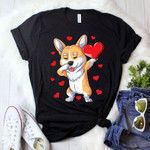 Dabbing Corgi Heart Love Dog Lover Tshirt For him, her, boyfriend, girlfriend, wife, husband Valentines Day Gift