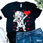 Dabbing Dalmatian Hearts Love Dog Lover Tshirt For him, her, boyfriend, girlfriend, wife, husband Valentines Day Gift