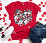 Siberian Husky Hearts Love Dog Lover Tshirt For him, her, boyfriend, girlfriend, wife, husband Valentines Day Gift