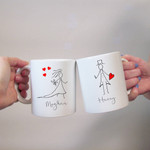 Pencil Mr And Mrs Mug Set, Funny MUG SET Funny Mug For Husband/ Wife, Boyfriend/ Girlfriend, Valentine Day Gift For Him/ Her