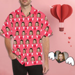 Custom Face Love Letter Herat Hawaiian Shirt For him, her, boyfriend, girlfriend, wife, husband Valentines Day Gift