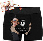Custom Men's Boxer Briefs This Belongs to Me Boxers for Men Personalized Funny Wife Face