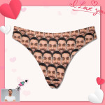 Custom Face Seamless Pattern Women's Classic Thong, Valentine Day Gift