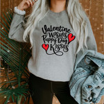 Valentine Wishes Puppy Dog Kisses Sweatshirt For him, her, boyfriend, girlfriend, wife, husband Valentines Day Gift