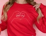 Custom  Heart Hand Name Sweatshirt For him, her, boyfriend, girlfriend, wife, husband Valentines Day Gift