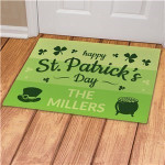 Personalized Happy St. Patrick's Day Doormat, St Patrick Day Gift, Gnomes Irish Doormat