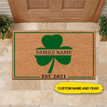 St. Patrick's Day Custom Doormat Shamrock Lucky Family Personalized Gift