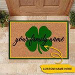 St Patrick's Day Doormat Customized Shamrock St Patrick's Day Personalized Gift