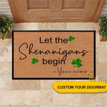 St. Patrick's Day Custom Doormat Let The Shenanigans Begin Personalized Gift