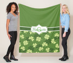 Personalized Green Shamrock St Patricks Day Fleece Blanket