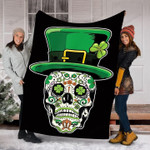 Blanket Sugar Skull Saint Patricks Day Of Dead Blanket - Fleece Blanket