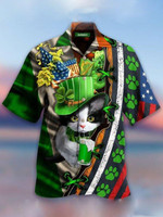 Cat St Patricks Day Hawaiian Shirt, Button Up Shirt For Men