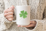 Shamrock Coffee Mug - St Patricks Day Coffee Mug - Coffee Mug with Four-Leaf Clover - Clover Coffee Mug - St Patricks Day Decor