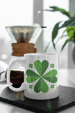 Irish mug four leaf clover St Patricks day shamrock mug, St Pattys Day Ireland
