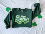 Lucky Retro Sweatshirt, Lucky Clover Sweater, St Patricks Day Sweatshirt