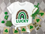 Lucky Shamrock Rainbow Shirt, St Patricks Day Shirt, Irish Gifts, Clover Shirt, Shamrock Shirt, Leopard Shamrock