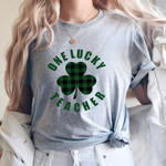 One Lucky Teacher Shirt, St Patricks Day Shirt, Irish Gifts, Clover Shirt, Shamrock Shirt, Leopard Shamrock