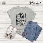 Irish Kisses Shamrock Wishes Shirt, St Patricks Day Shirt, Irish Gifts, Clover Shirt, Shamrock Shirt, Leopard Shamrock