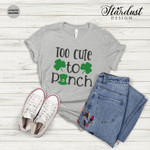 Too Cute To Pinch Shirt, St Patricks Day Shirt, Irish Gifts, Clover Shirt, Shamrock Shirt, Leopard Shamrock