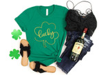 Lucky St. Patrick's Day Shirt, St Patricks Day Shirt, Irish Gifts, Clover Shirt, Shamrock Shirt, Leopard Shamrock