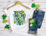 Thick Thighs Lucky Vibes Shirt, St Patricks Day Shirt, Irish Gifts, Clover Shirt, Shamrock Shirt, Leopard Shamrock