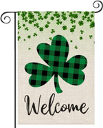 St Patrick's Day Garden Flag Shamrock Welcome ( Double Sided) Small Mini Happy Saint Patty's Day Irish Yard Flag Lucky Clover Home Lawn