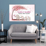 Personalized Mothers Day Canvas, Gift For Grandma From Grandkids, Elephant Forever Linked Together Canvas