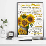 Personalized Mothers Day Canvas, Gift For Mom From Daughter, Sunflower I Love You Mom Canvas