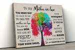 Mothers Day Canvas, Gift For Mother-in-law From Daughter-in-law, Colorful Tree To My Mother-in-law Canvas