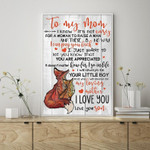 Mothers Day Canvas, Gift For Mom From Son, Foxes To My Mom I Will Always Be Your Little Boy Canvas